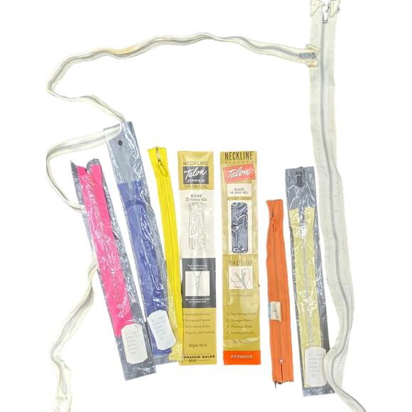 Vintage Lot 32 Mostly New Zippers Metal Talon Unique Conmar 7- 30" USA Japan - Picture 2 of 7